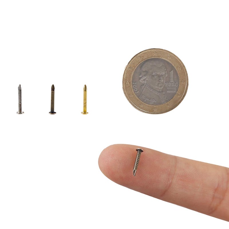 newlng 500PCS Small Nail Round Head Tiny Nails String Art Nails Hand-Made Hardware Accessories Fasteners Mini Nails 1 X 10mm/0.04"X0.4"(DXL) Silver - Image 3